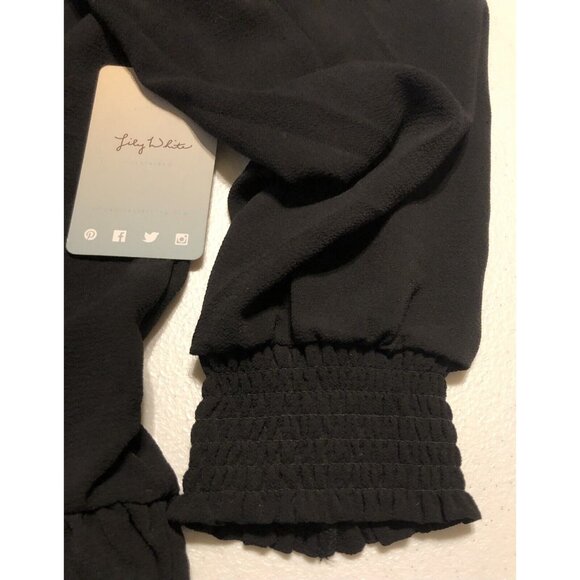 Lily White Top Medium Peplum Black NEW - Picture 4 of 8